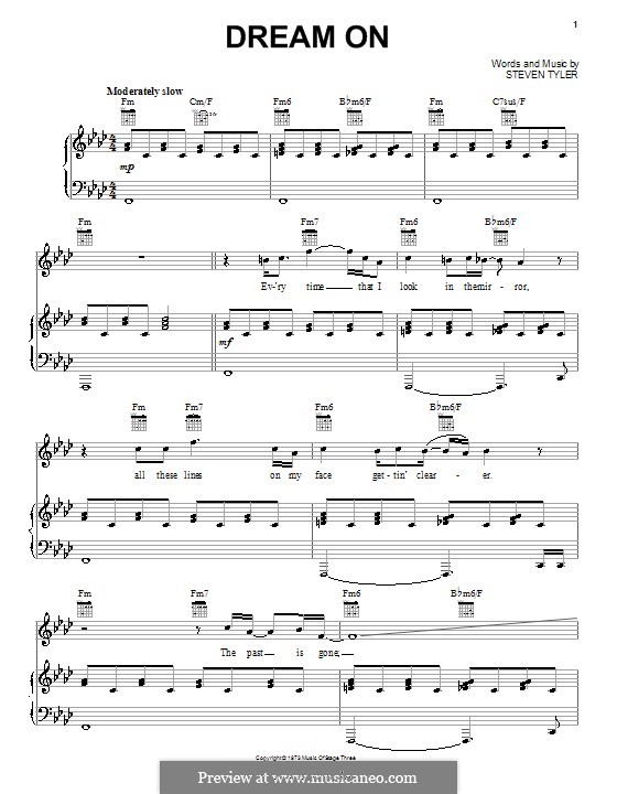 Dream On (Aerosmith): Для голоса и фортепиано (или гитары) by Steven Tyler