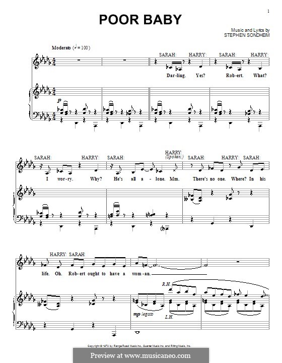 Poor Baby: Для голоса и фортепиано (или гитары) by Stephen Sondheim