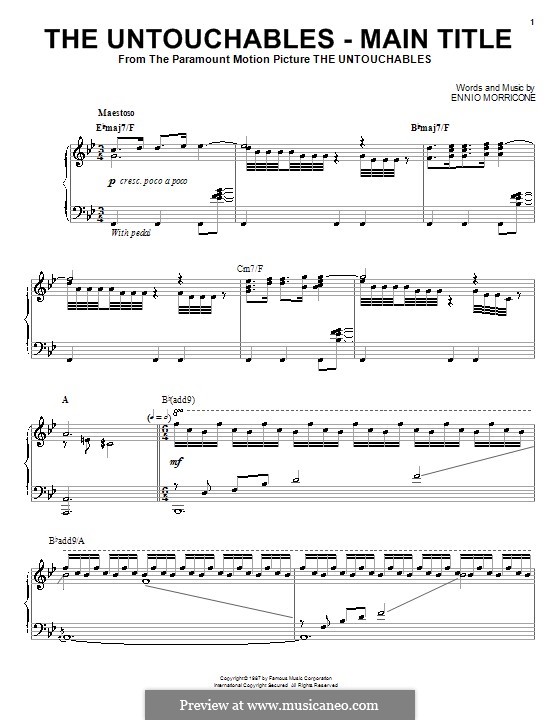 The Untouchables - Main Title: Для фортепиано by Ennio Morricone
