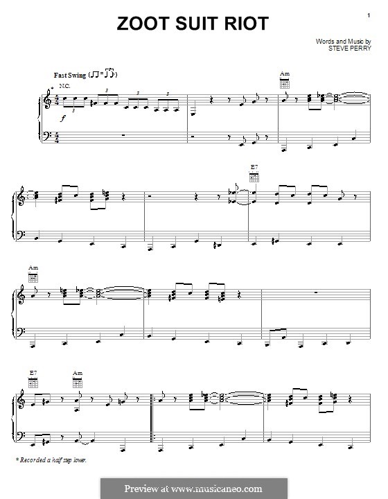 Zoot Suit Riot (The Cherry Poppin' Daddies): Для голоса и фортепиано (или гитары) by Steve Perry