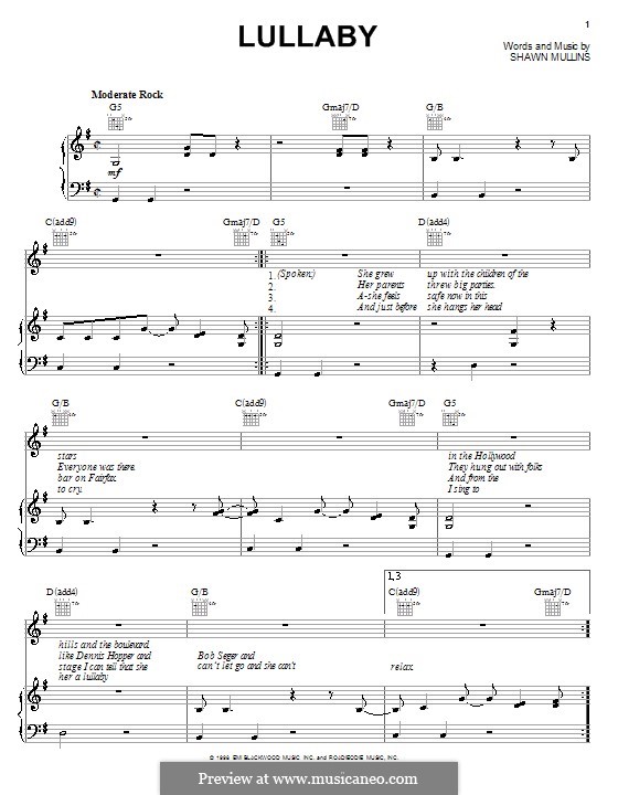 Lullaby: Для голоса и фортепиано (или гитары) by Shawn Mullins