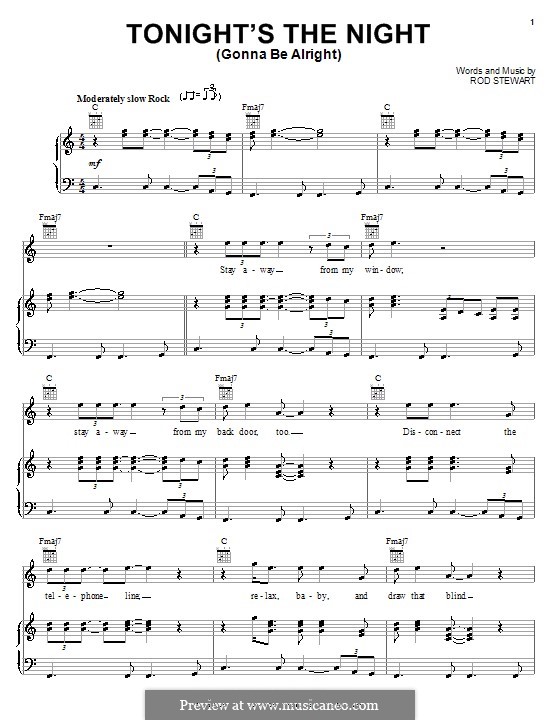 Tonight's the Night (Gonna Be Alright): Для голоса и фортепиано (или гитары) by Rod Stewart