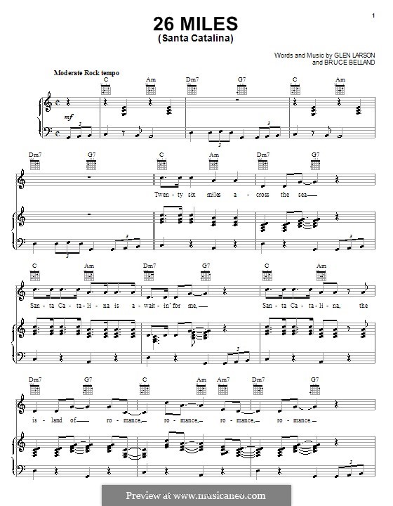 26 Miles (Santa Catalina): Для голоса и фортепиано или гитары (The Four Preps) by Bruce Belland, Glen Larson