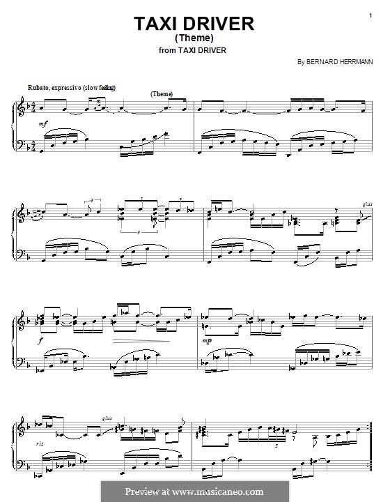 Taxi Driver (Theme): Для фортепиано by Bernard Herrmann