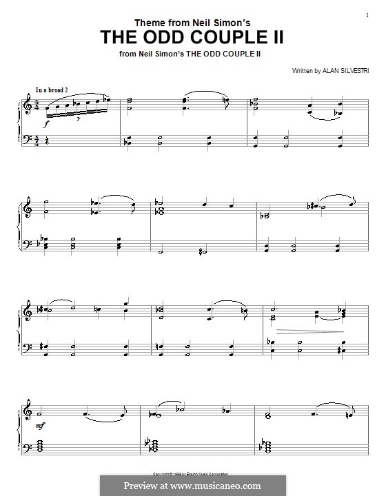 Theme from Neil Simon's the Odd Couple II: Для фортепиано by Alan Silvestri