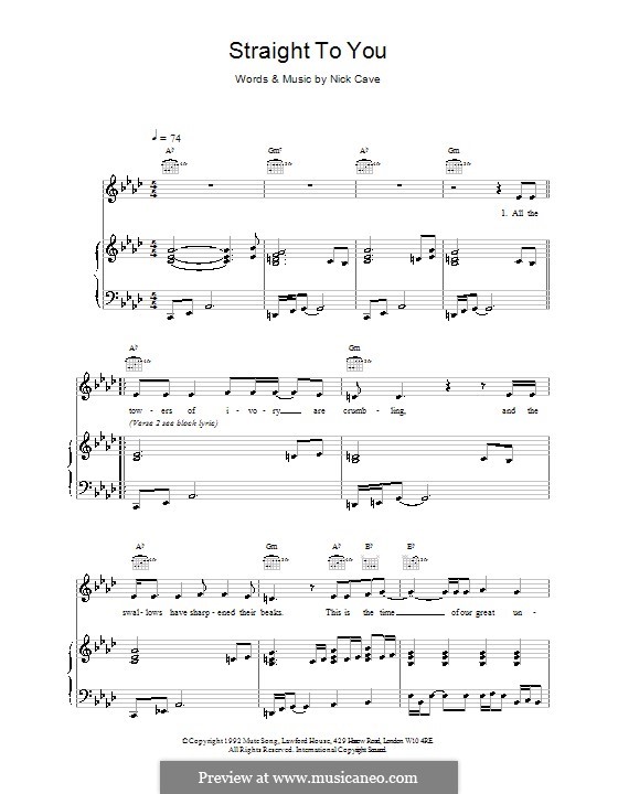 Straight to You: Для голоса и фортепиано (или гитары) by Nick Cave