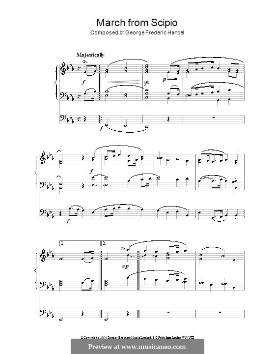 Scipione, HWV 20: March. Arrangement for organ by Георг Фридрих Гендель