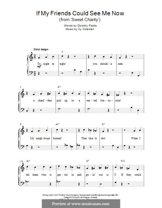 If My Friends Could See Me Now (from Sweet Charity): Для фортепиано (легкий уровень) by Cy Coleman