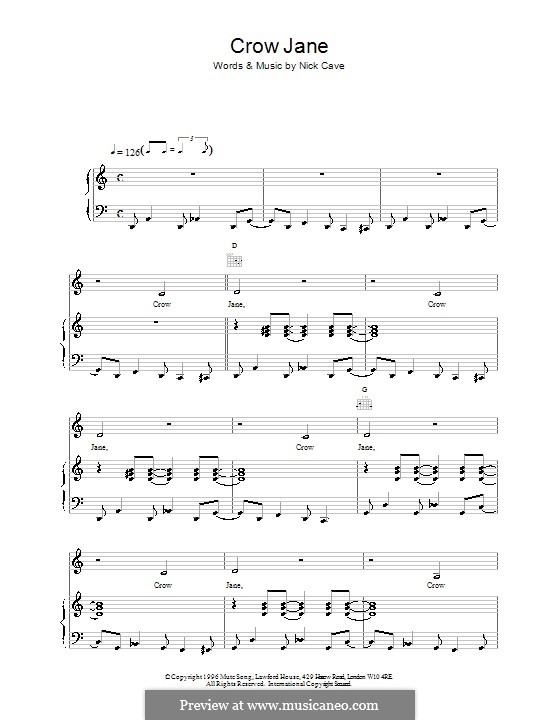 Crow Jane: Для голоса и фортепиано (или гитары) by Nick Cave