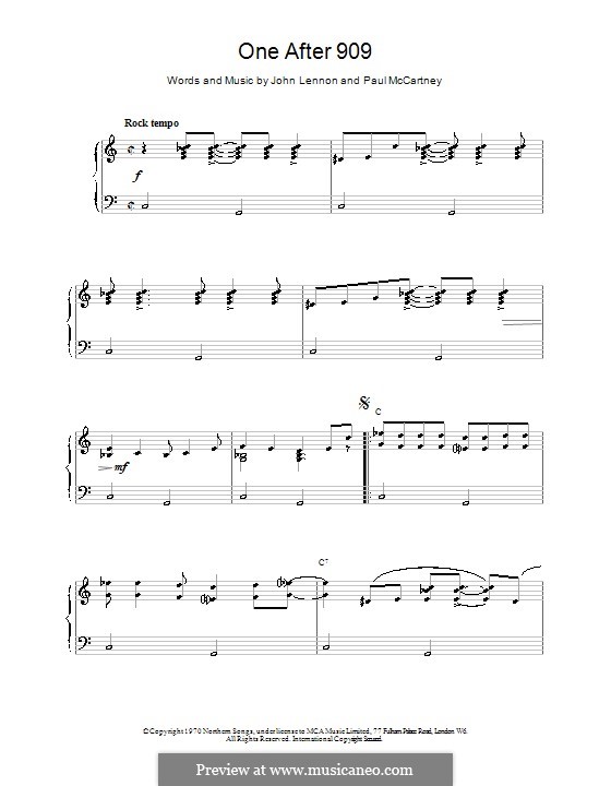 One After 909 (The Beatles): Для фортепиано (легкий уровень) by John Lennon, Paul McCartney