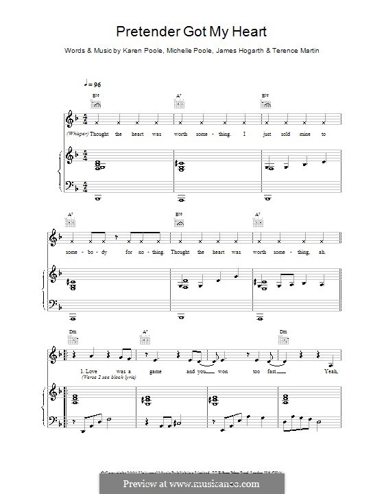 Pretender Got My Heart (Alisha's Attic): Для голоса и фортепиано (или гитары) by Jimmy Hogarth, Karen Poole, Michelle Poole