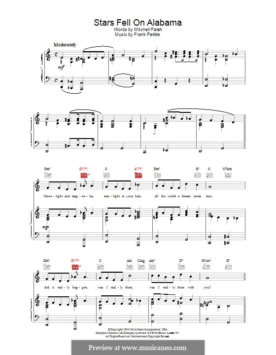 Stars Fell on Alabama (Benny Goodman): Для голоса и фортепиано (или гитары) by Frank Perkins