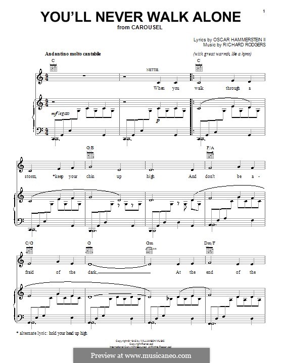 You'll Never Walk Alone (from Carousel): Для голоса и фортепиано или гитары by Richard Rodgers