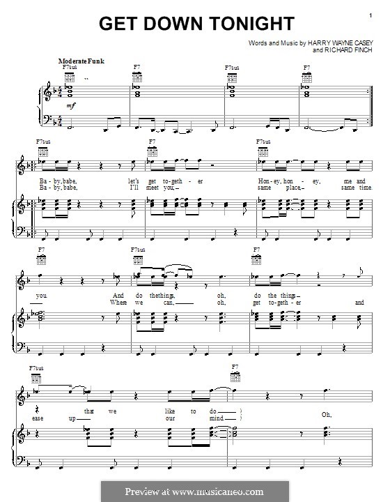 Get Down Tonight (KC & The Sunshine Band): Для голоса и фортепиано (или гитары) by Harry Wayne Casey, Richard Finch