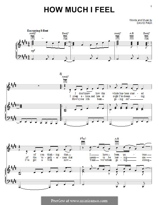 How Much I Feel (Ambrosia): Для голоса и фортепиано (или гитары) by David Pack