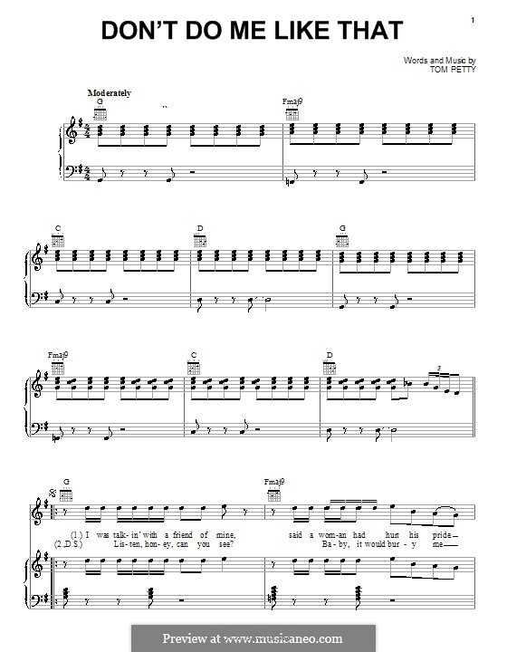 Don't Do Me Like That (Tom Petty and The Heartbreakers): Для голоса и фортепиано (или гитары) by Tom Petty