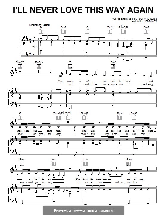 I'll Never Love This Way Again (Dionne Warwick): Для голоса и фортепиано (или гитары) by Richard Kerr, Will Jennings