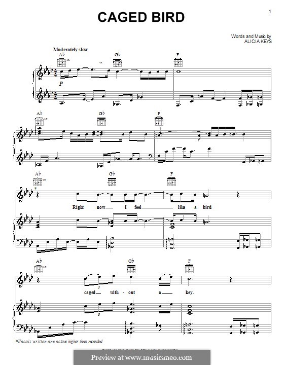Caged Bird: Для голоса и фортепиано (или гитары) by Alicia Keys