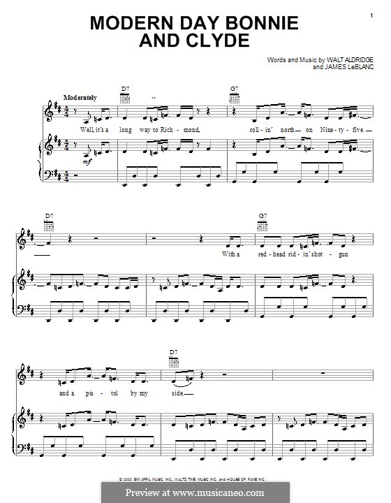 Modern Day Bonnie and Clyde (Travis Tritt): Для голоса и фортепиано (или гитары) by James LeBlanc, Walt Aldridge