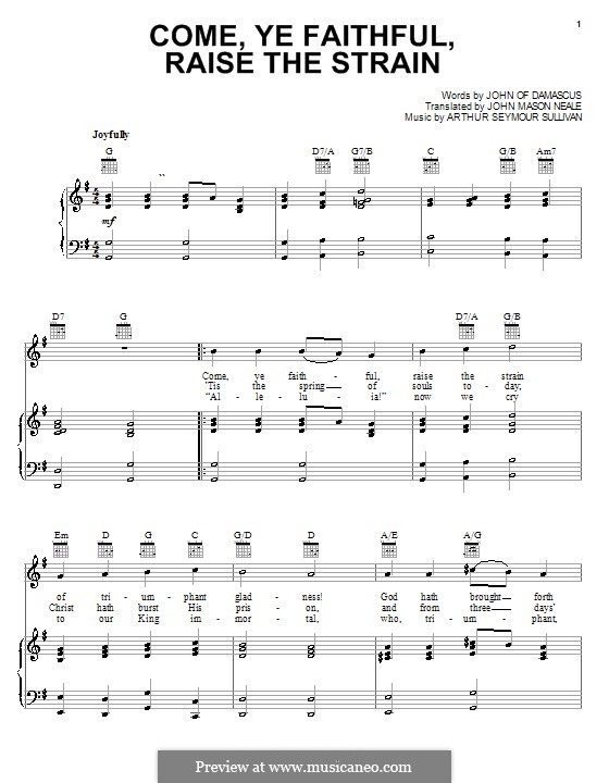 Come, Ye Faithful, Raise the Strain: Для голоса и фортепиано (или гитары) by Артур Салливан