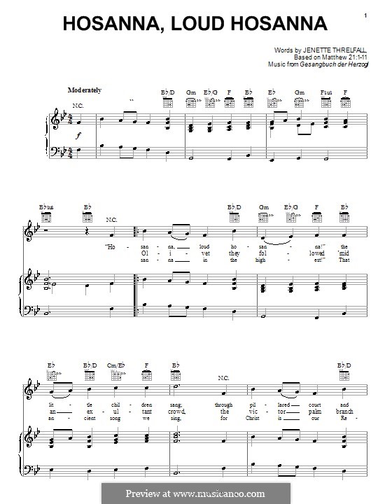 Hosanna, Loud Hosanna: Для голоса и фортепиано (или гитары) by Unknown (works before 1850)