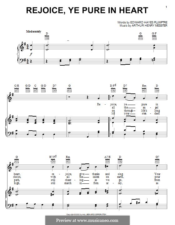 Rejoice, Ye Pure in Heart: Для голоса и фортепиано (или гитары) by Arthur Henry Messiter