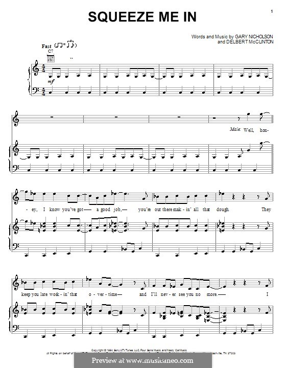 Squeeze Me in (Garth Brooks Duet with Trisha Yearwood): Для голоса и фортепиано (или гитары) by Delbert McClinton, Gary Nicholson