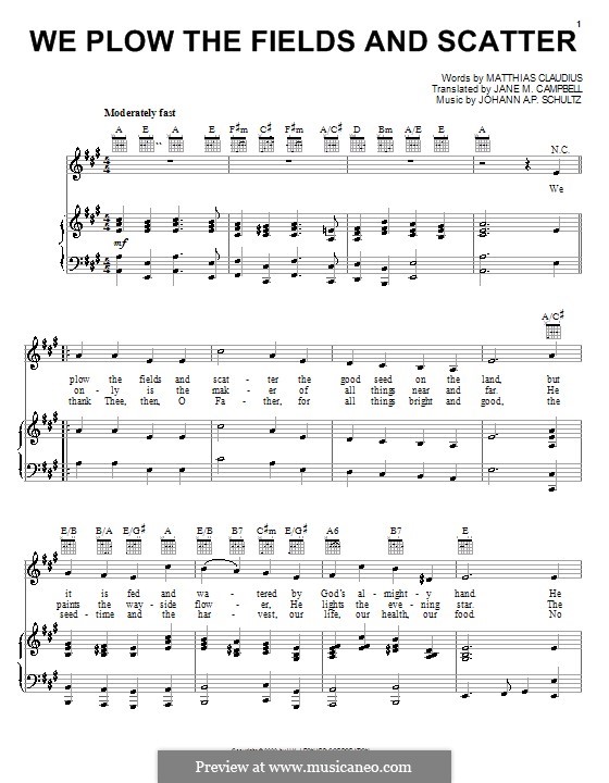 We Plow the Fields and Scatter: Для голоса и фортепиано (или гитары) by Иоганн Авраам Шульц