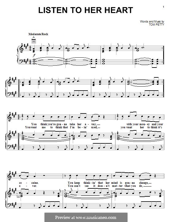 Listen to Her Heart: Для голоса и фортепиано (или гитары) by Tom Petty