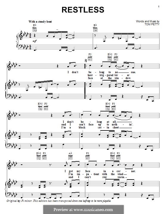 Restless: Для голоса и фортепиано (или гитары) by Tom Petty