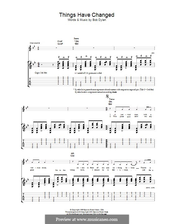 Things Have Changed: Гитарная табулатура by Bob Dylan