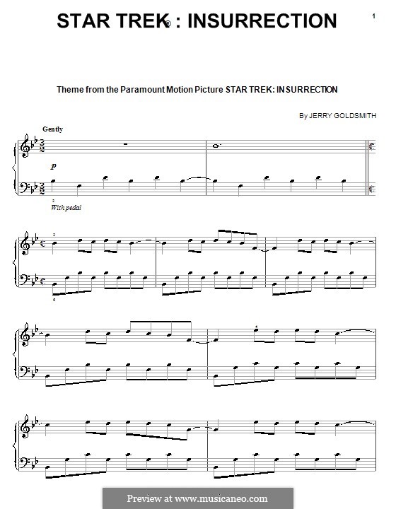 Тема из фильма 'Звёздный путь: Восстание': Для фортепиано by Jerry Goldsmith