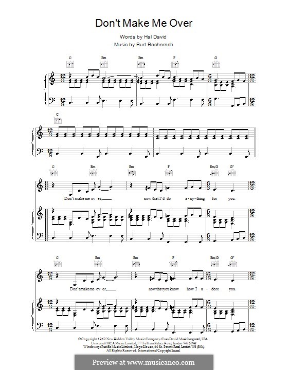 Don't Make Me Over: Для голоса и фортепиано by Burt Bacharach