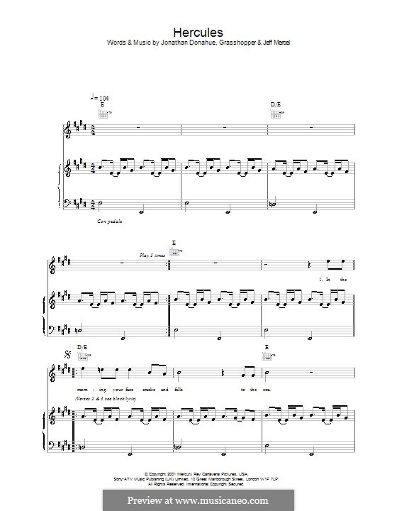Hercules (Mercury Rev): Для голоса и фортепиано (или гитары) by Jonathan Donahue