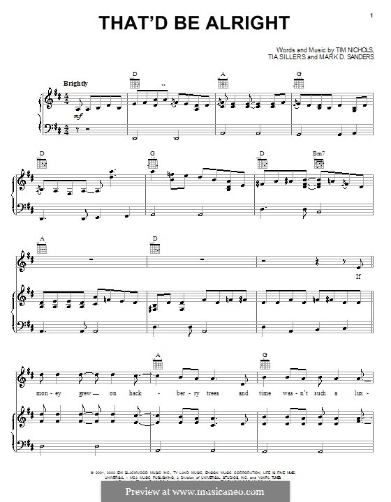 That'd Be Alright (Alan Jackson): Для голоса и фортепиано (или гитары) by Mark D. Sanders, Tia Sillers, Tim Nichols