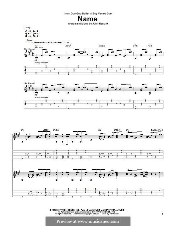 Name (Goo Goo Dolls): Для гитары с табулатурой by John Rzeznik