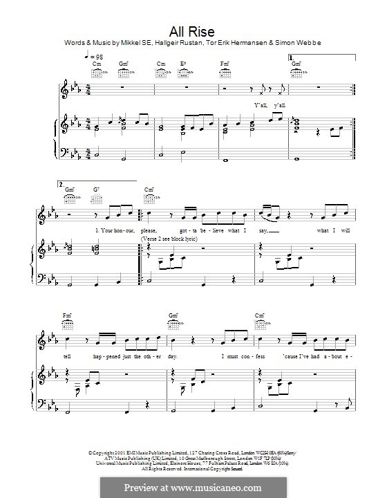 All Rise (Blue): Для голоса и фортепиано (или гитары) by Hallgeir Rustan, Mikkel Storleer Eriksen, Tor Erik Hermansen