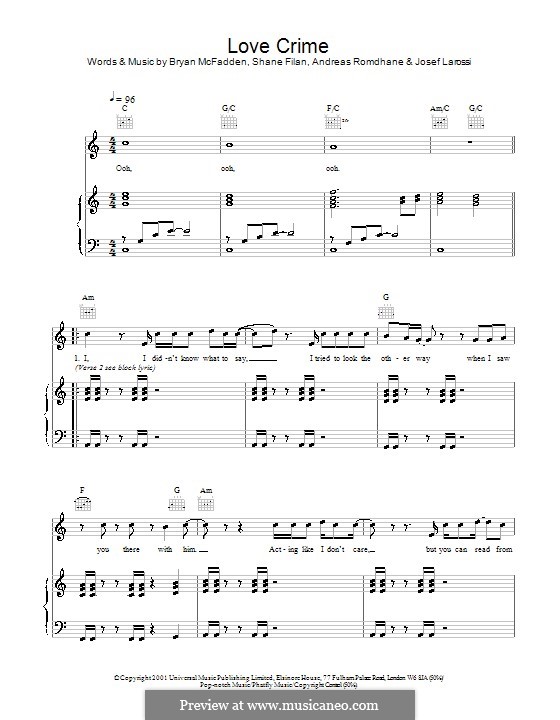 Love Crime (Westlife): Для голоса и фортепиано (или гитары) by Brian McFadden