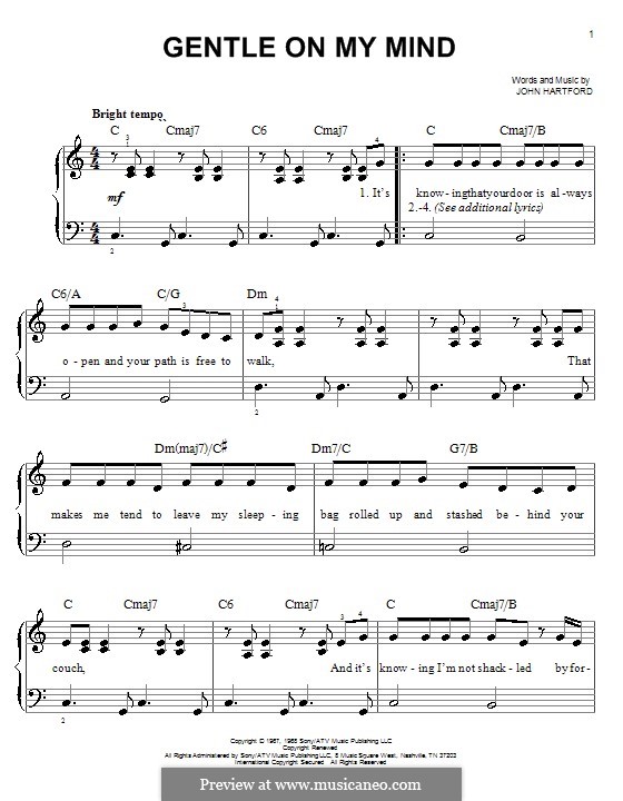 Gentle On My Mind: Для начинающего пианиста by John Hartford