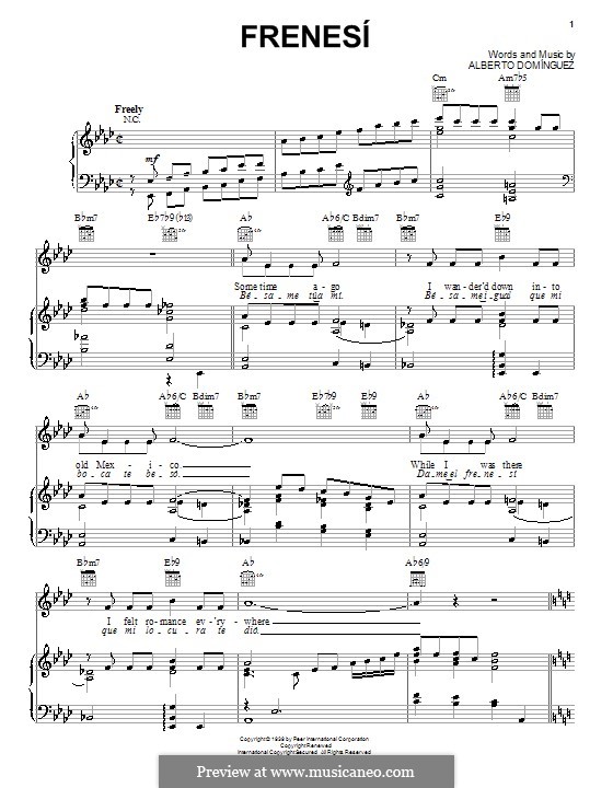 Frenesi: Для голоса и фортепиано (или гитары) by Alberto Dominguez
