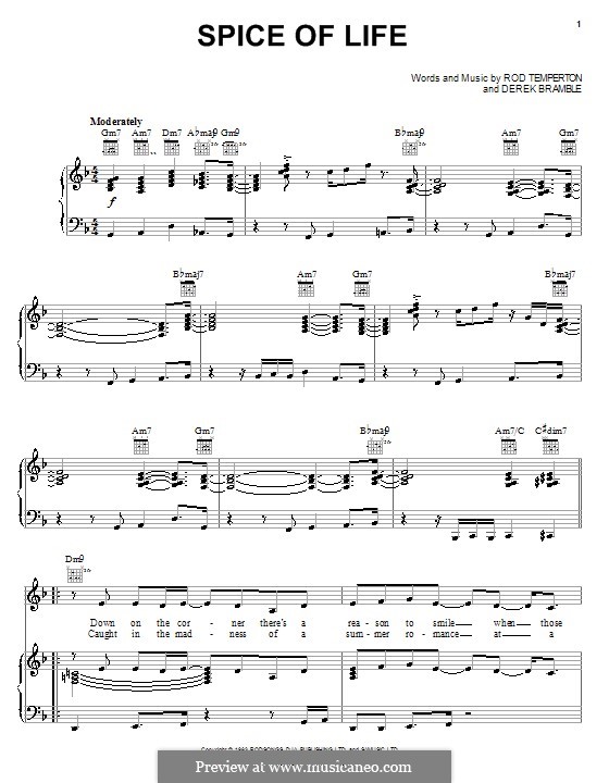Spice of Life (Manhattan Transfer): Для голоса и фортепиано (или гитары) by Derek Bramble, Rod Temperton