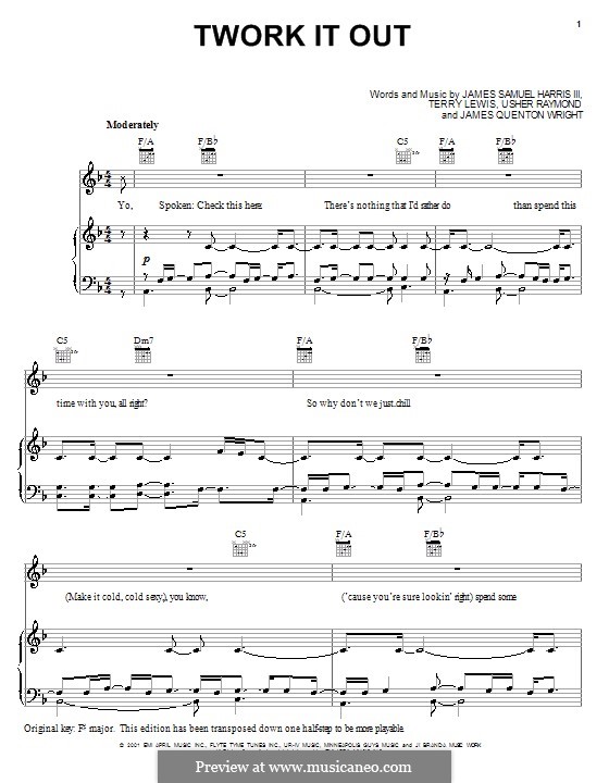 Twork It Out (Usher): Для голоса и фортепиано (или гитары) by James Quenton Wright, James Samuel Harris III, Terry Lewis