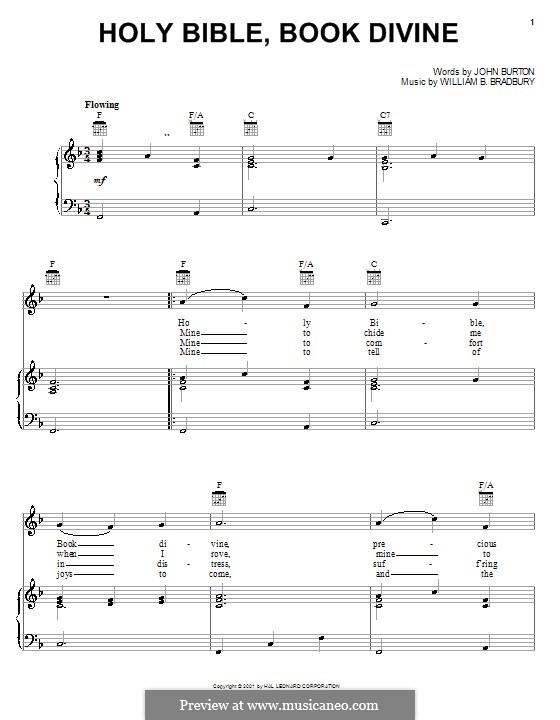 Holy Bible, Book Divine: Для голоса и фортепиано (или гитары) by William Batchelder Bradbury