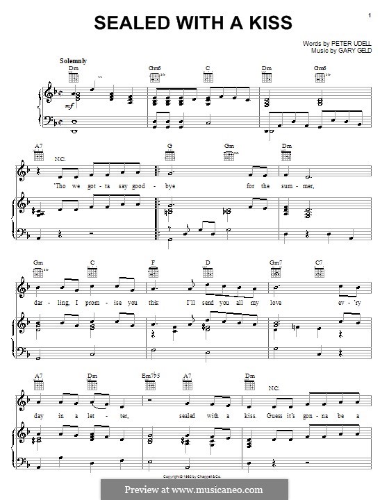 Sealed with a Kiss (Brian Hyland): Для голоса и фортепиано (или гитары) by Gary Geld
