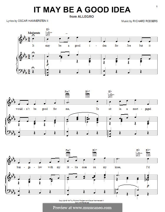 It May Be a Good Idea (from Allegro): Для голоса и фортепиано или гитары by Richard Rodgers