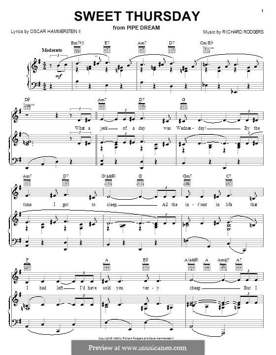 Sweet Thursday (from Pipe Dream): Для голоса и фортепиано или гитары by Richard Rodgers