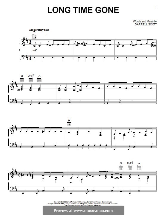 Long Time Gone (The Dixie Chicks): Для голоса и фортепиано (или гитары) by Darrell Scott