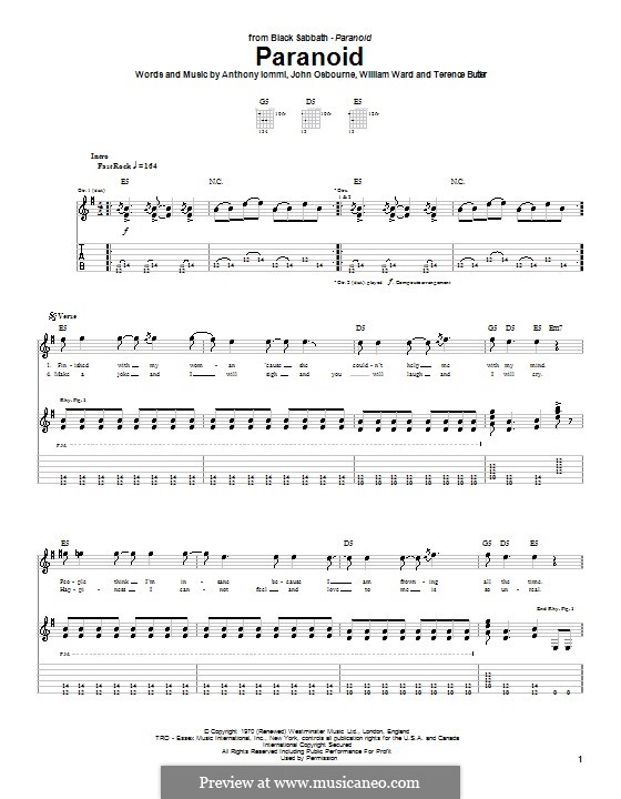 G. Butler, Ozzy Osbourne, Tony Iommi, Bill Ward: Paranoid (Black