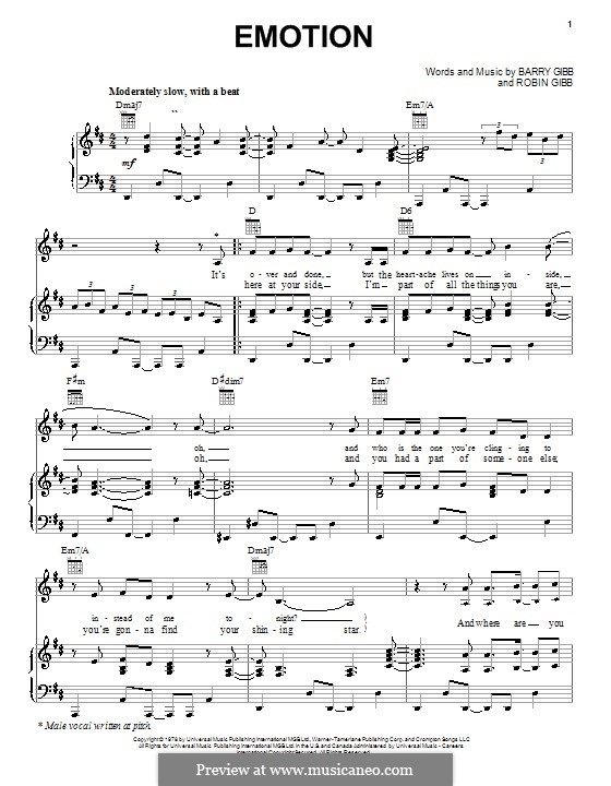 Emotion (Destiny's Child): Для голоса и фортепиано (или гитары) by Barry Gibb, Robin Gibb