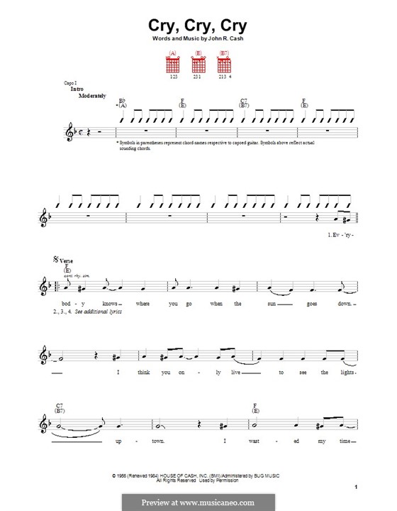 Cry, Cry, Cry: Для гитары (с вариантом боя) by Johnny Cash